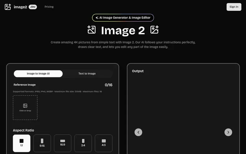 Screenshot of the Image 2 homepage