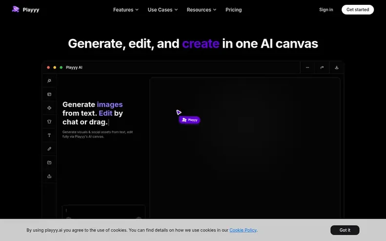 Screenshot of the Playyy homepage