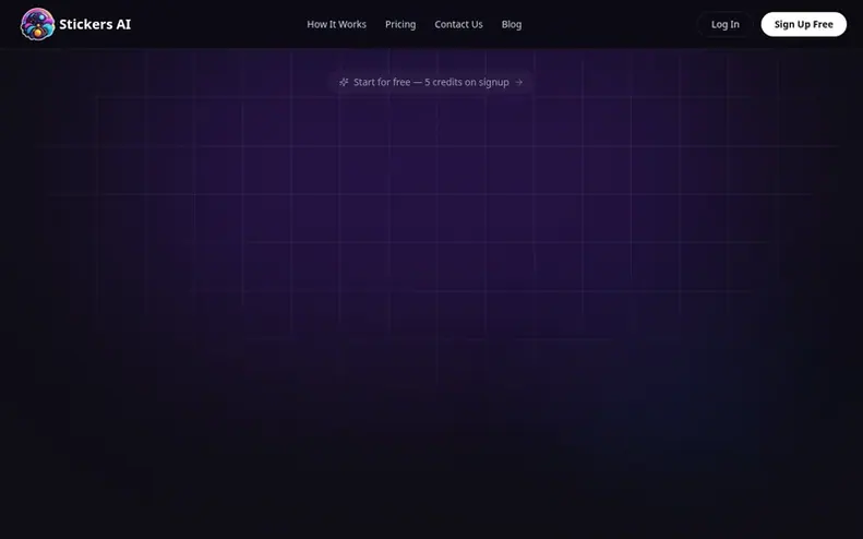 Screenshot of the Stickers AI homepage