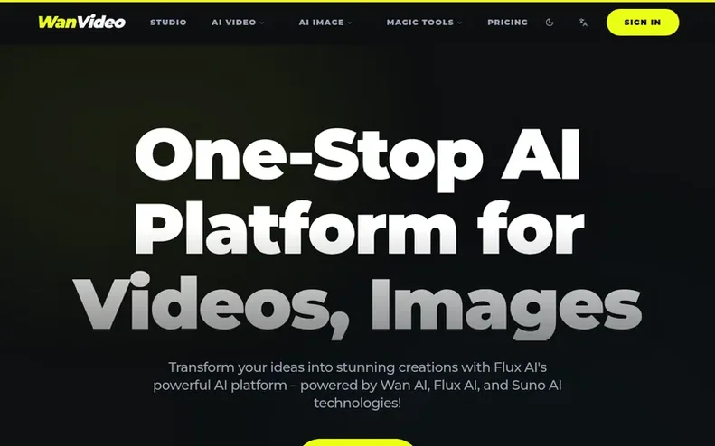 Screenshot of the Flux AI homepage