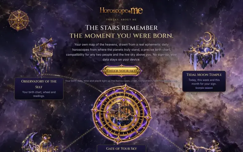 Screenshot of the Horoscope.me homepage