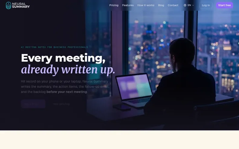 Screenshot of the Neural Summary homepage