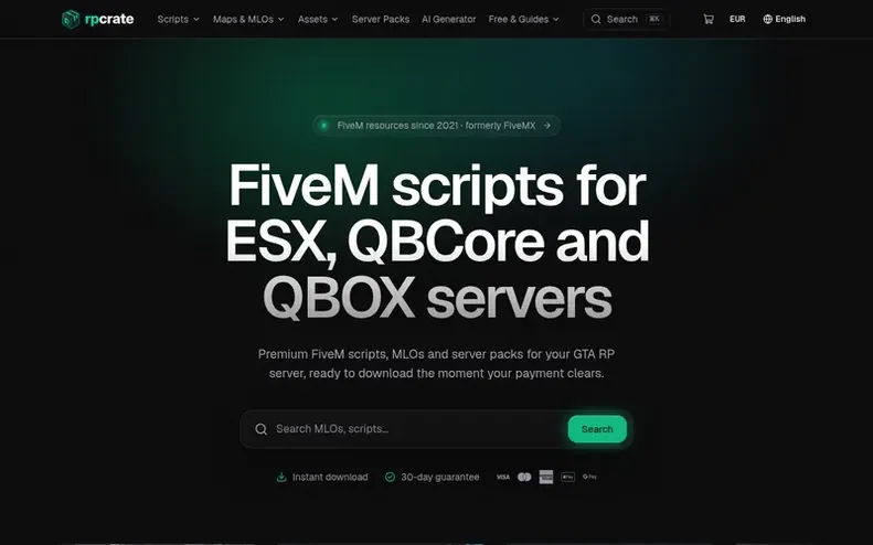 Screenshot of the RPCrate homepage