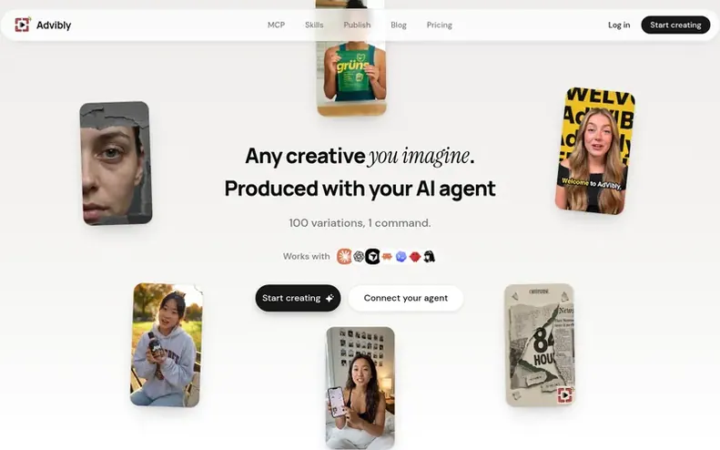 Screenshot of the Advibly homepage
