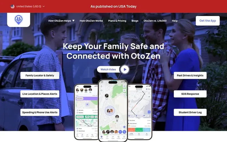 Screenshot of the OtoZen homepage