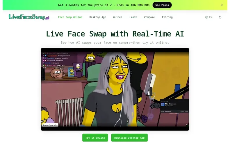Screenshot of the LiveFaceSwap AI homepage