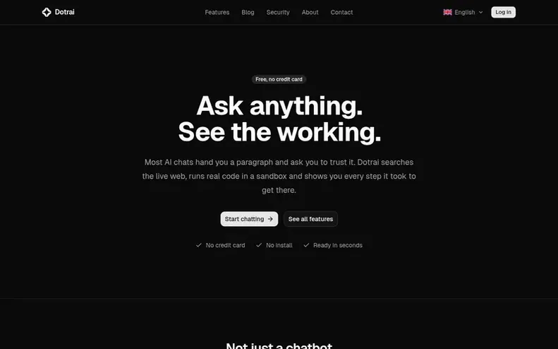Screenshot of the Dotrai homepage