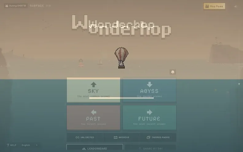 Screenshot of the Wonderhop homepage