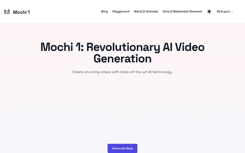Screenshot of the Mochi 1 homepage