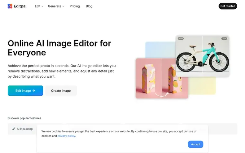 Screenshot of the Editpal homepage