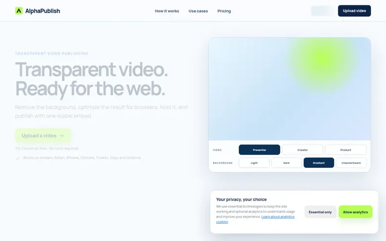 Screenshot of the AlphaPublish homepage