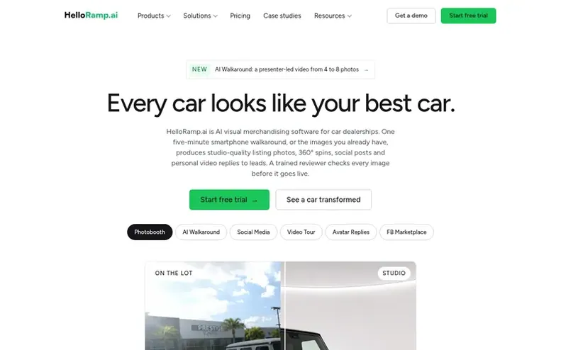 Screenshot of the HelloRamp.ai homepage
