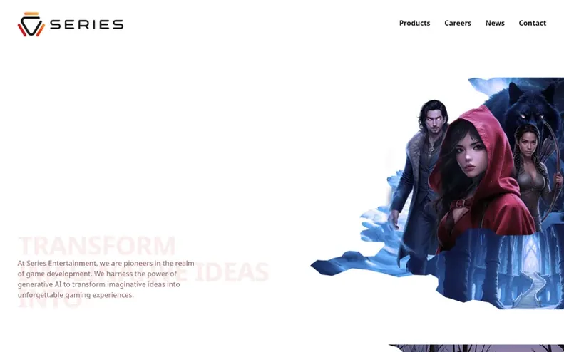 Screenshot of the Series homepage
