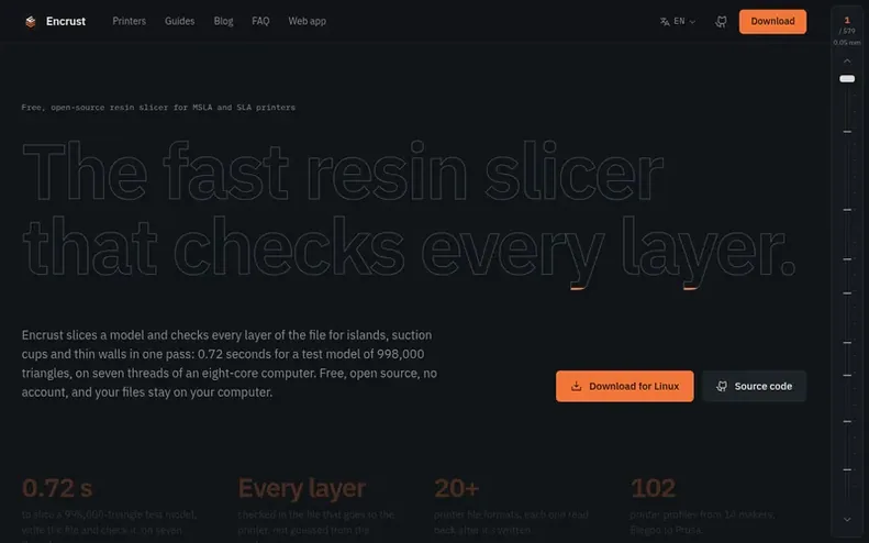 Screenshot of the Encrust homepage