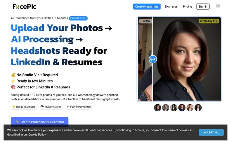 Screenshot of the FacePic homepage