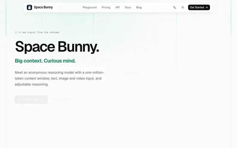 Screenshot of the Space Bunny homepage