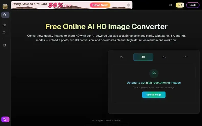 Screenshot of the HD Image Converter homepage