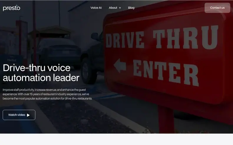 Screenshot of the Presto homepage