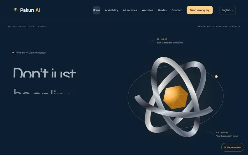 Screenshot of the Pakun AI homepage