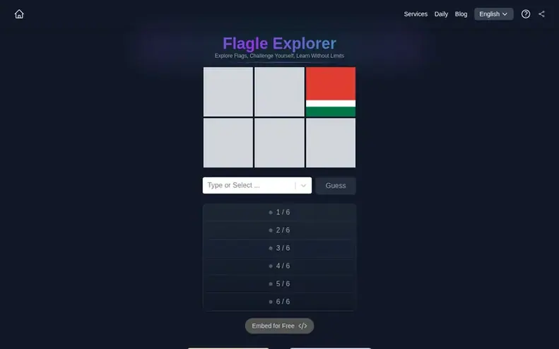 Screenshot of the Flagle Explorer homepage