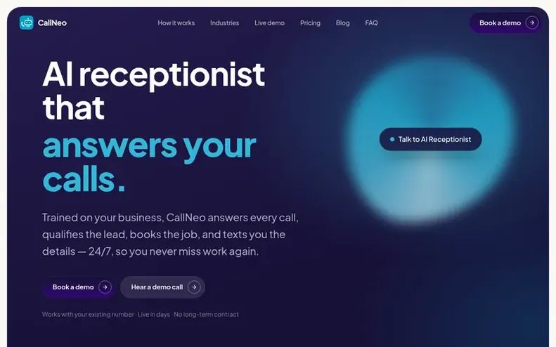 Screenshot of the CallNeo homepage