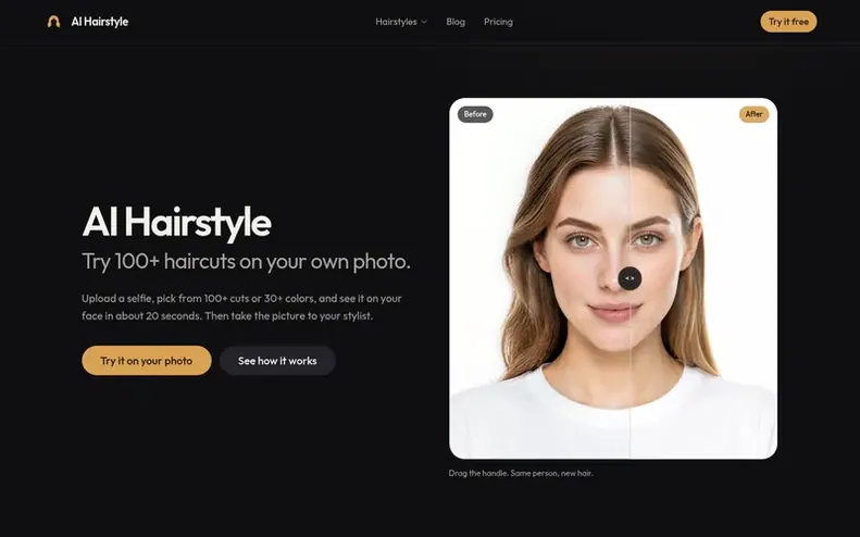 Screenshot of the AI Hairstyle homepage