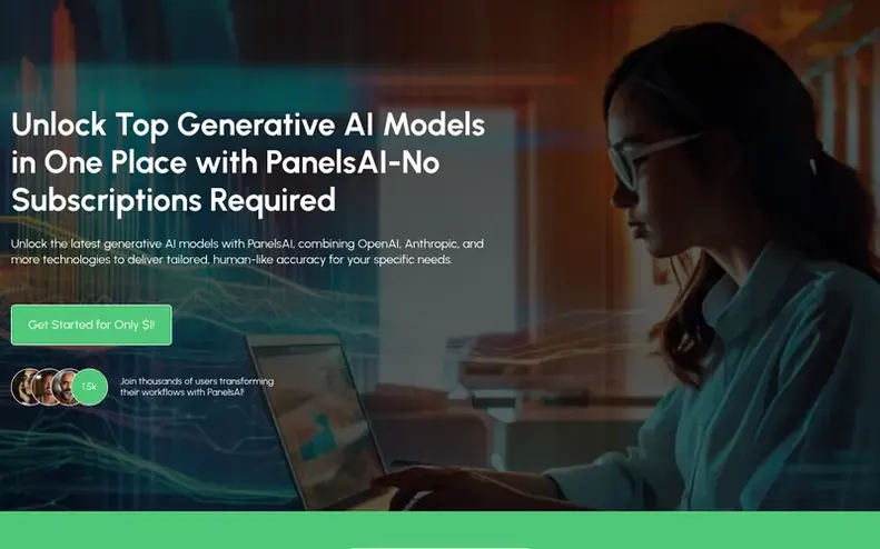 Screenshot of the PanelsAI homepage