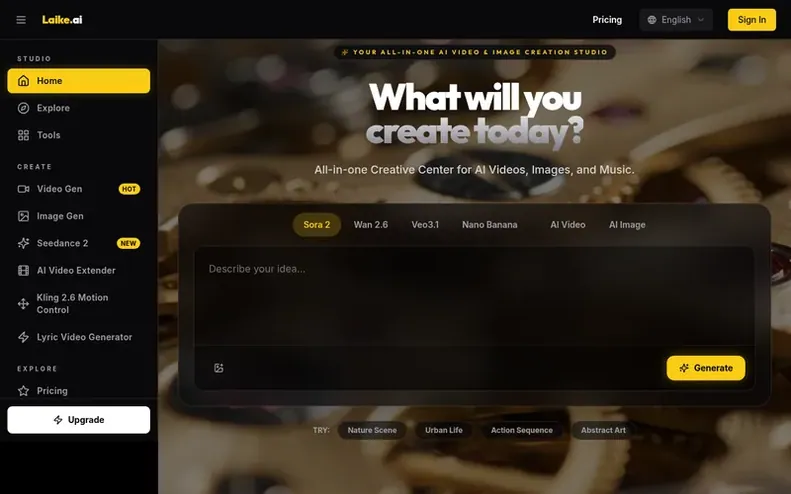 Screenshot of the Laike AI homepage