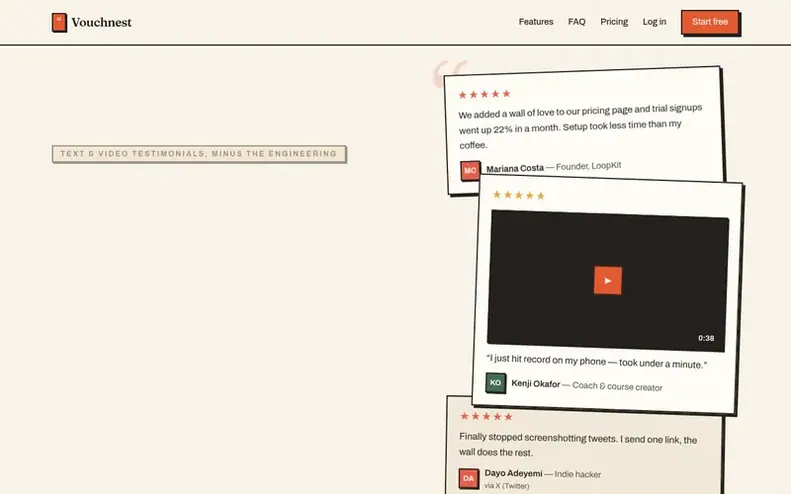 Screenshot of the Vouchnest homepage