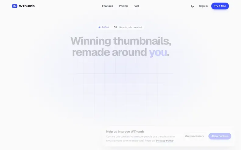 Screenshot of the WThumb homepage