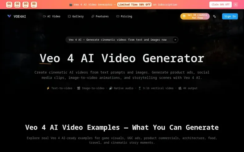 Screenshot of the VOE4AI homepage
