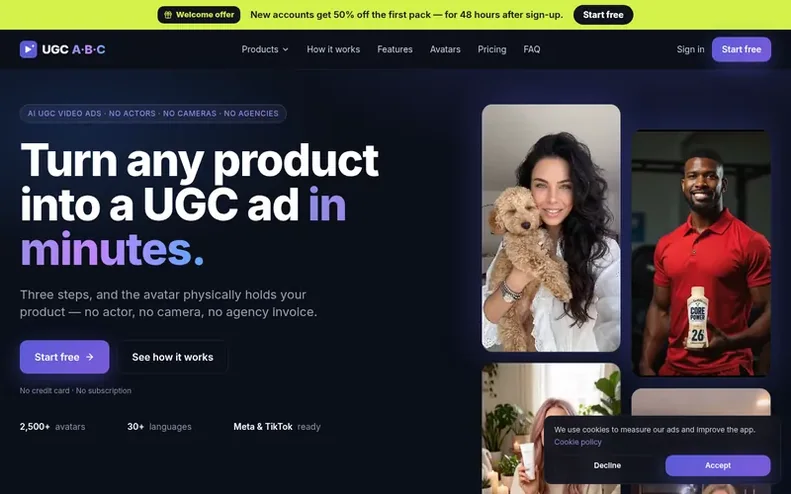 Screenshot of the UGCABC homepage