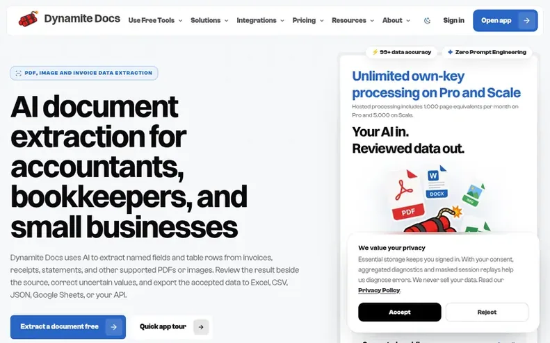 Screenshot of the Dynamite Docs homepage