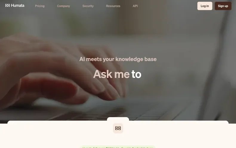 Screenshot of the Humata homepage