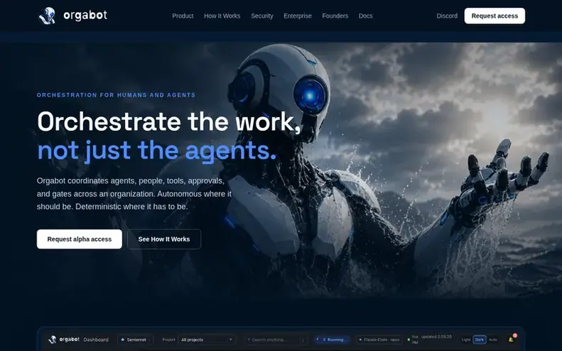 Screenshot of the Orgabot homepage
