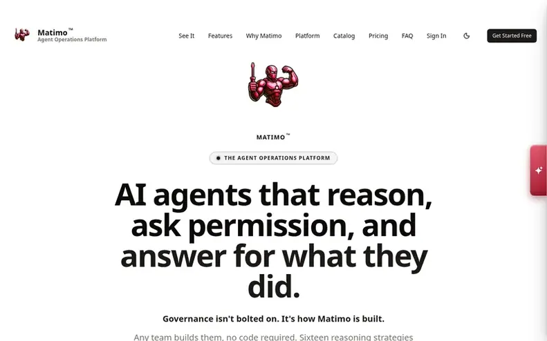 Screenshot of the Matimo™ homepage