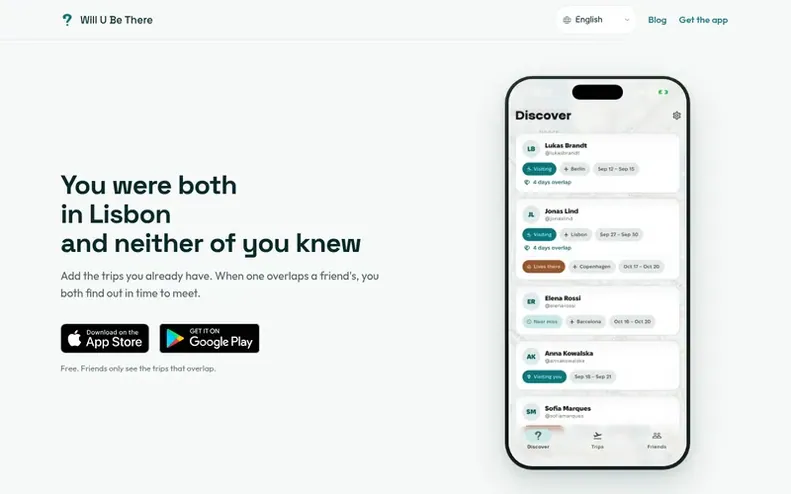 Screenshot of the Will U Be There homepage