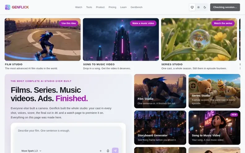 Screenshot of the Genflick homepage