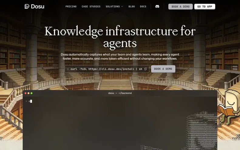 Screenshot of the Dosu homepage
