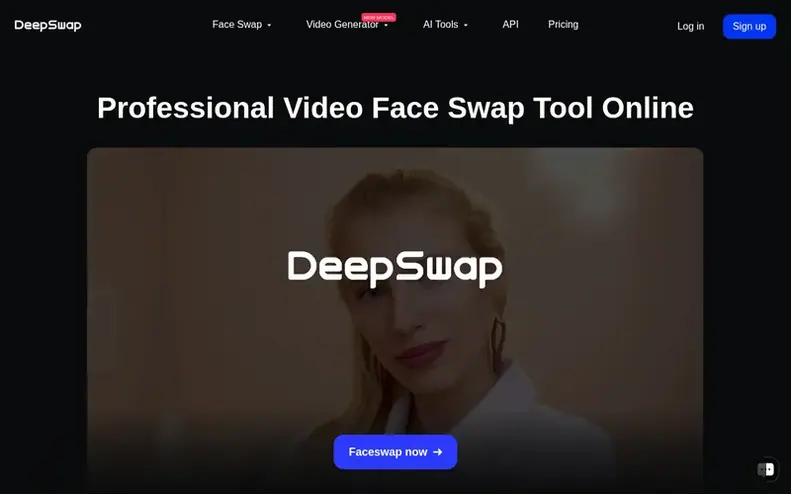 Screenshot of the Deepswap homepage