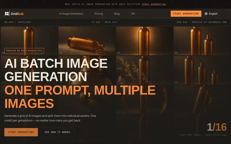 Screenshot of the GridBulk homepage