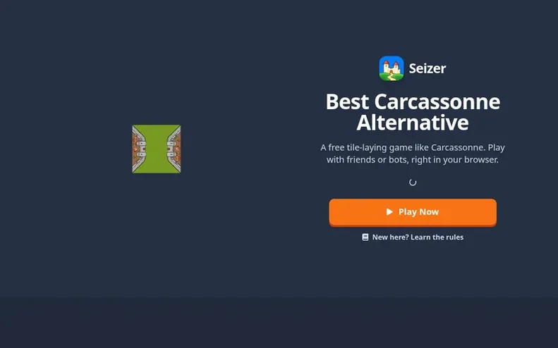 Screenshot of the Seizer homepage