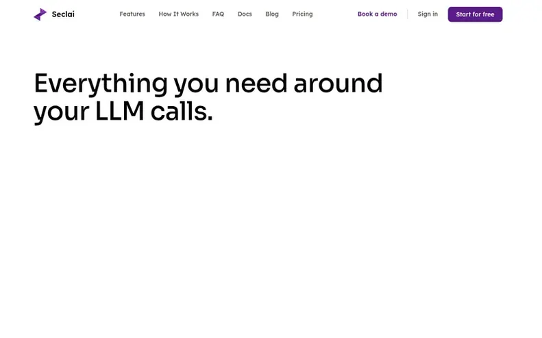 Screenshot of the Seclai homepage