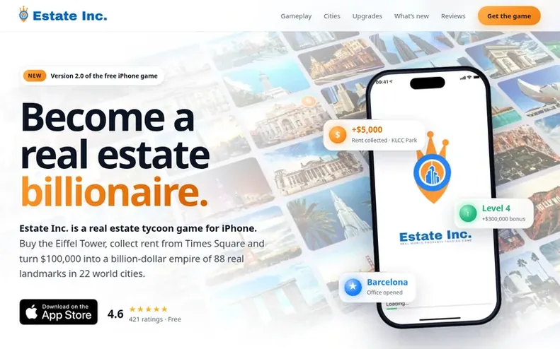Screenshot of the Estate Inc. homepage