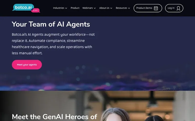 Screenshot of the Botco.ai homepage