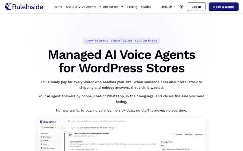 Screenshot of the RuleInside homepage