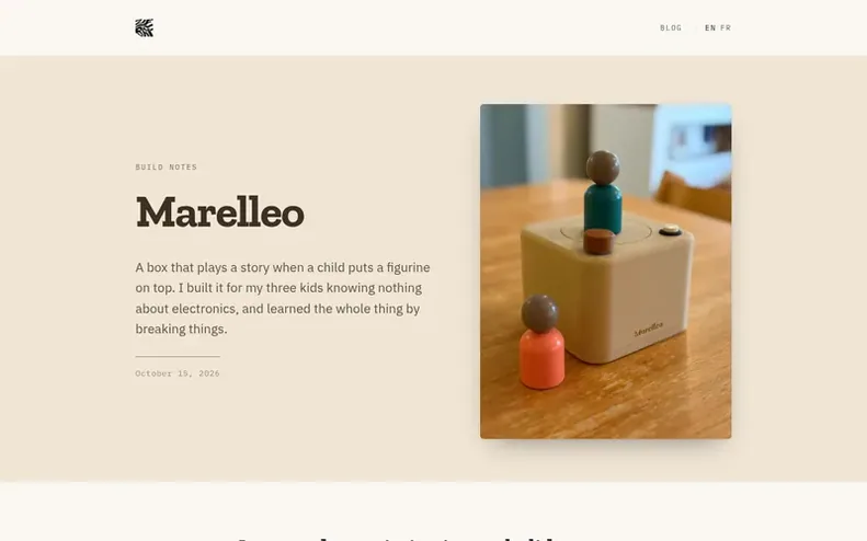 Screenshot of the Marelleo homepage