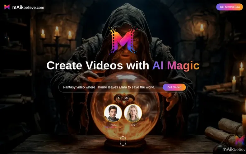 Screenshot of the mAikBelieve.com homepage
