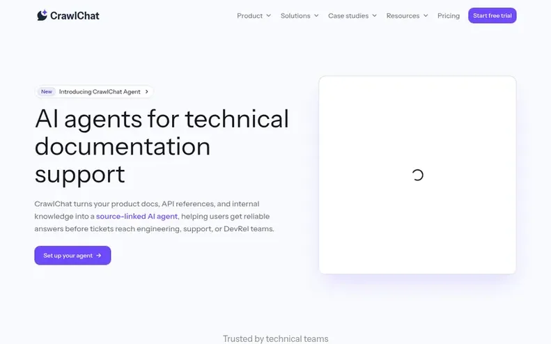 Screenshot of the CrawlChat homepage