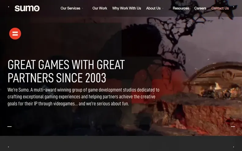 Screenshot of the Sumo Digital homepage